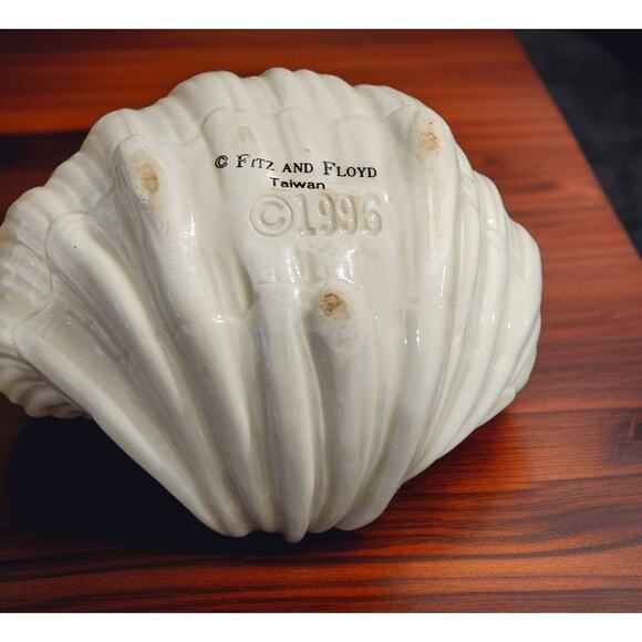 Fitz and Floyd Oceana Collection Sugar Bowl with Lid and Spoon Nautical Shells - Picture 9 of 9